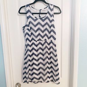 Charming Charlie’s Chevron Navy/White Dress